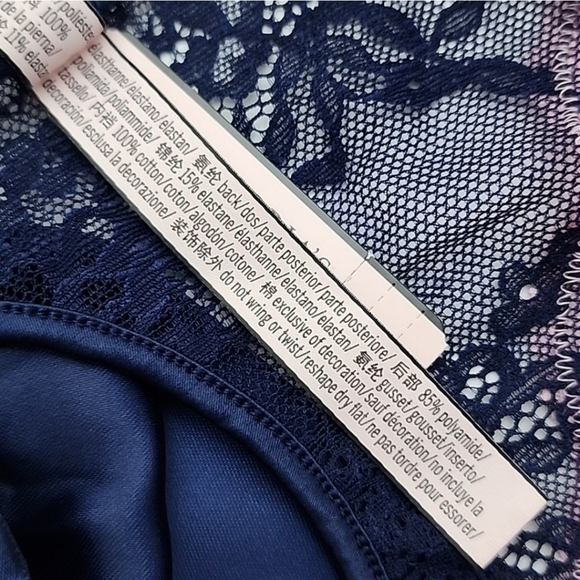 Victoria's Secret Dream Angels Cheekini Tanga Pink Blue Lace Floral Panty Sz L - Picture 13 of 15